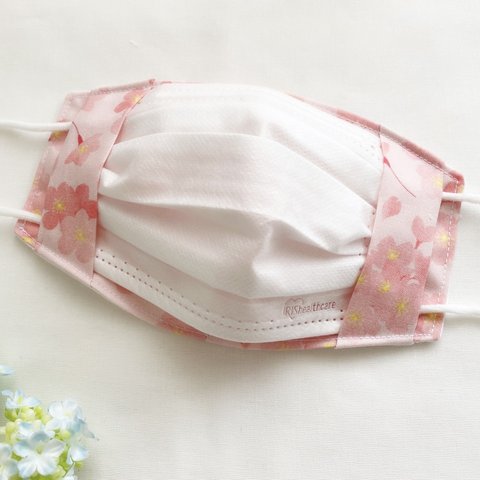 サクラサク🌸桜満開の不織布が見えるマスクカバー⭐︎春マスク⭐︎高島縮