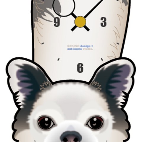 D-98 チワワ（口開き）-犬の振り子時計