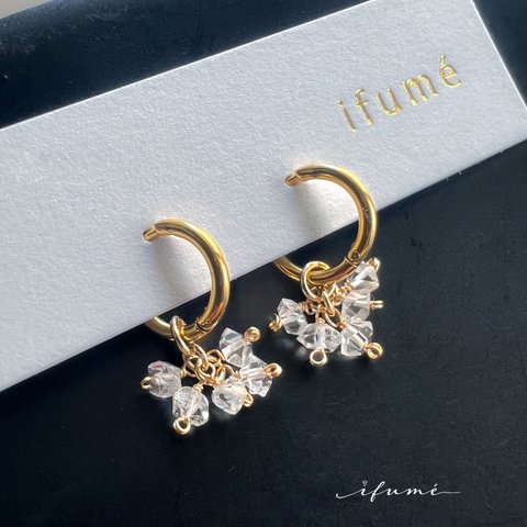 【ifumé】金属アレルギー対応！ハーキマーダイヤモンドの贅沢ピアス＆イヤリング