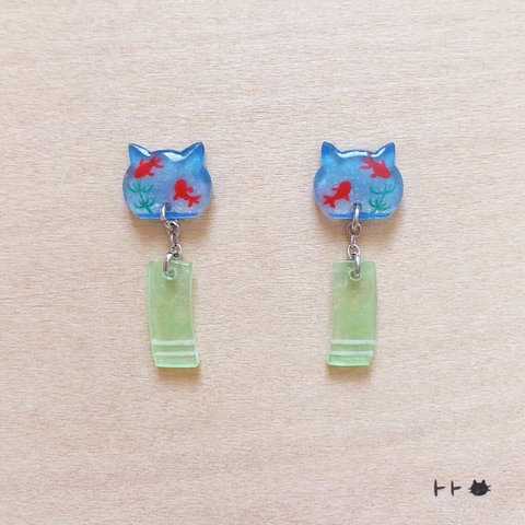 猫風鈴ピアス