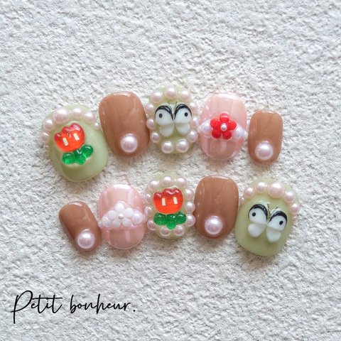 ちょっぴりレトロなスプリング🌷nail