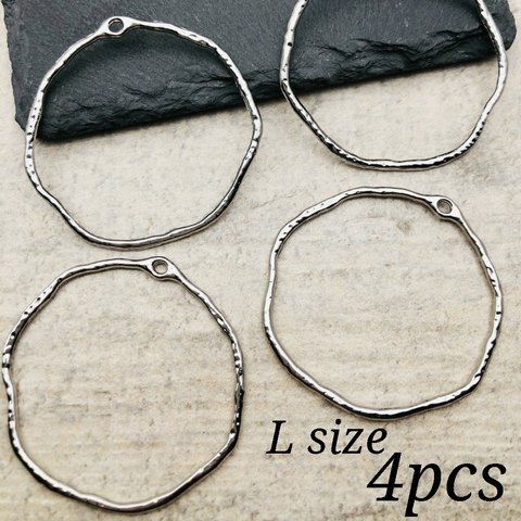 【knz3993frpp】【L size】ロジウムカラー【４個】Design Hoop Charm 　チャーム・リング・フレーム・デザイン・変形