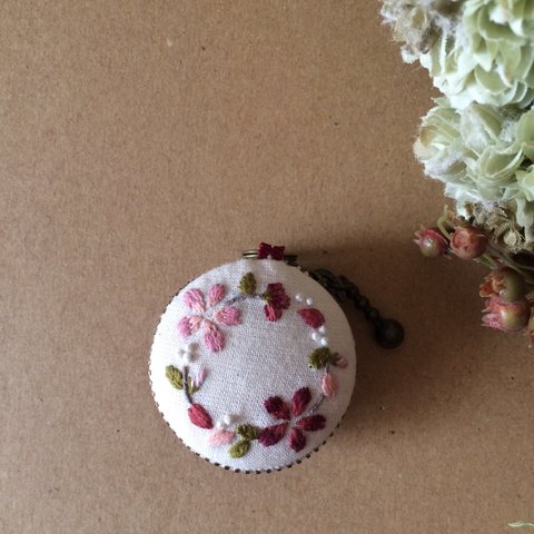 [再販]マカロンケース刺繍:桜