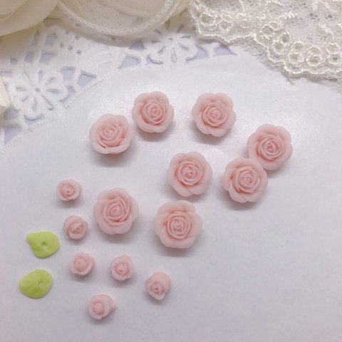 21 ピンク　ハンドメイド パーツ    材料  樹脂　薔薇
