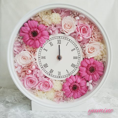 プリティピンクの花時計  プリザーブドフラワー