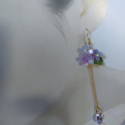 紫陽花のピアス　(イヤリングに変更可)