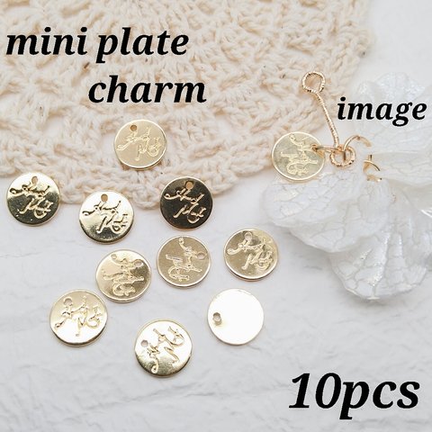 【knz4230chmm】【10個】mini plate charm　　ハンドメイドタグ・プレート・ミニ・チャーム・ワンポイント