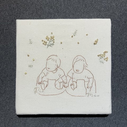 似顔絵パネル（刺繍済みの布のみの販売です。サイズはその都度相談でお願いします。）線画刺繍　【オーダー可能】