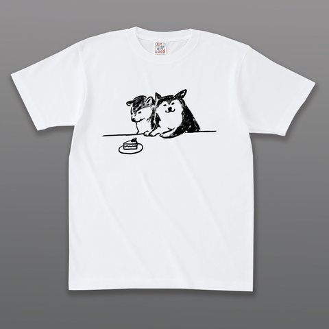柴犬　Tシャツ (ホワイト/グレー）