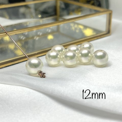 【2ヶ】#12mm シースルーパール クリーム