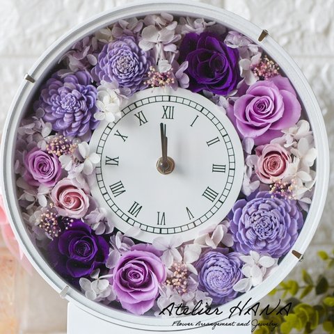母の日や古希祝いに最適❤︎紫の薔薇が印象的な花時計＊ 結婚・出産・新築・誕生日・両親贈呈品にも✨