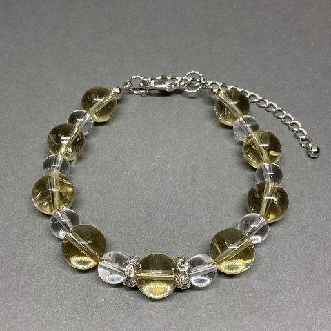 シトリン×クリスタルブレスレット(シルバー系)  citrine and crystal