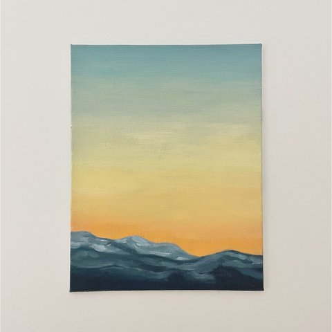 ☁️空☁️ 油絵/原画　夕焼けの空と山