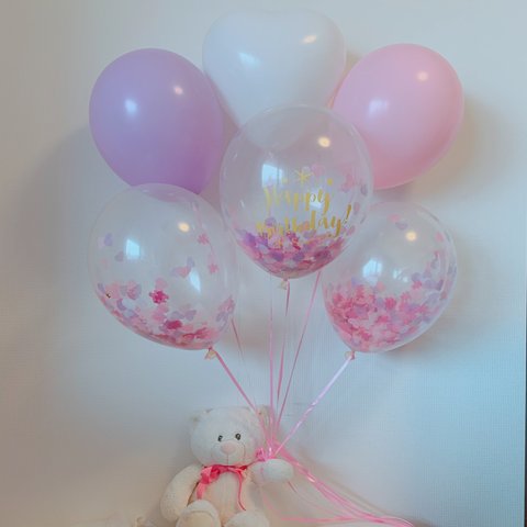 6個セットPrincess birthdayコンフェッティバルーン