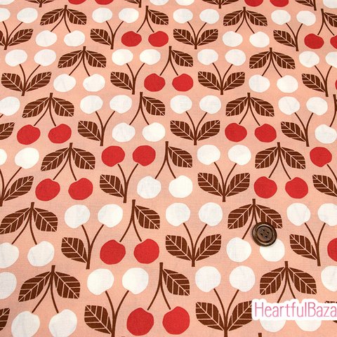 USAコットン(110×50) COTTON+STEEL Under the Apple Tree さくらんぼ レッド 生地 布