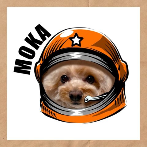 うちの子　イラスト　　宇宙飛行士編　ハット　オーダーメイド　ペット　犬　猫　赤ちゃん　データ