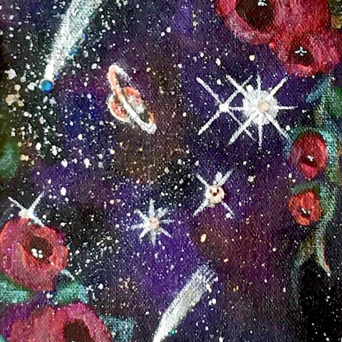 トールペイント☆宇宙アート「Space & Roses」(A)