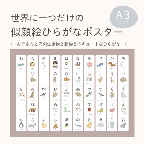 似顔絵ひらがなポスターA3【送料無料】