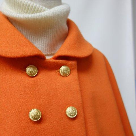 オレンジ色ウールのケープ・120サイズ＜限定一着＞
