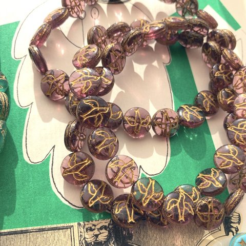 【6コセット】JIRI＊IVANA#czech beads#チェコビーズ　bird12㍉ amethyst/bronze