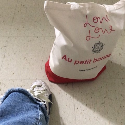 ❷ ❤︎LOVE 小さな幸せ　トートバッグ　ツートン　赤　LOVE カッコ良く　可愛く❤︎ Au petit bonheur(オプティボヌール)小さな幸せ