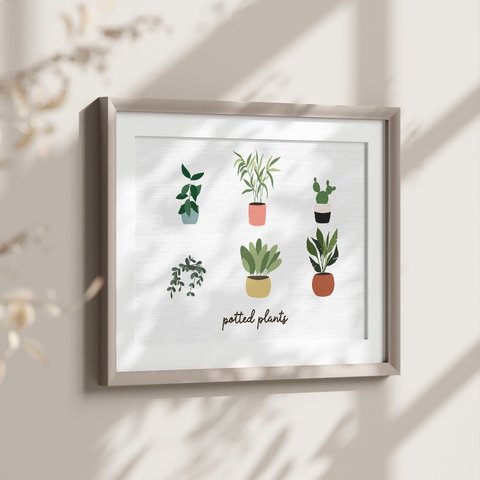 ポスター　観葉植物のイラスト　/ i0750 / 夏のグリーン　葉物　インテリアポスター