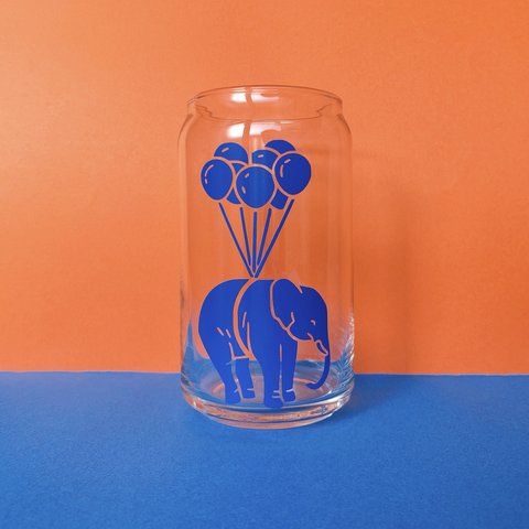 色が選べる【缶グラス】空飛ぶ象さん（今だけガラスストロー付き！）