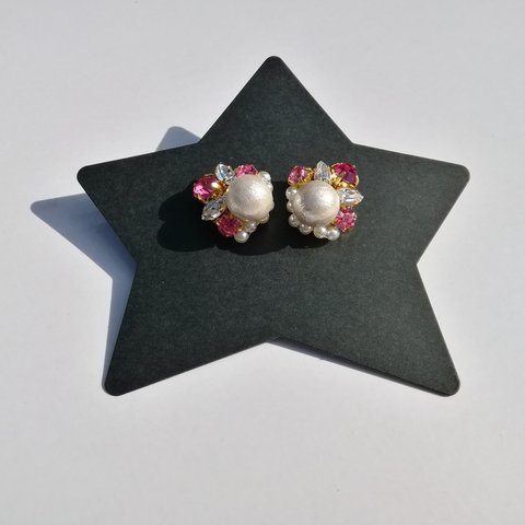 大振り✨パール*ピンクビジューのピアス