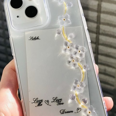 お花のiPhoneケース　クリアフラワースマホケース