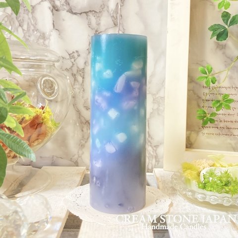 Φ5.1cm×H15cm ペタルキャンドル (ピーコック) № 000642 /Gradation Candle