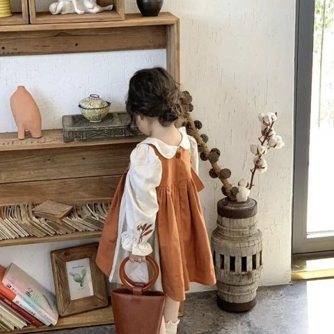 【110cm】orange linen natural dress