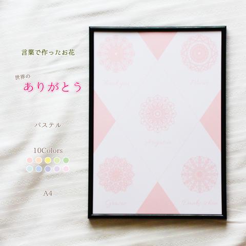 【A4】 パステル  ポスター ✿ 世界 の ありがとう で作った 花 ✿ 言葉 のお花