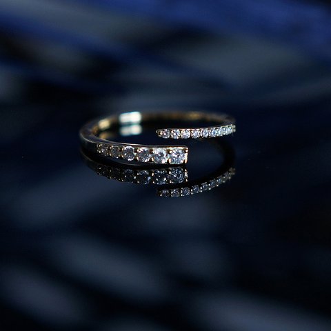 【Sterling Silver925】Elegant Double CZ Band Open Ring