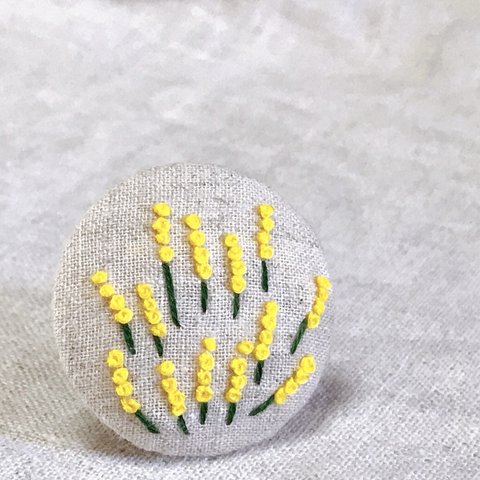 刺繍ブローチ サンプラー(フラワー) ヘアゴム可 くるみボタン　送料無料