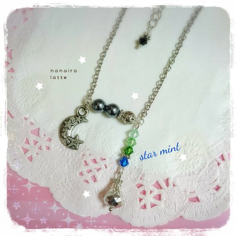 〈7iro〉◆ n*219  dark★mint*ネックレス