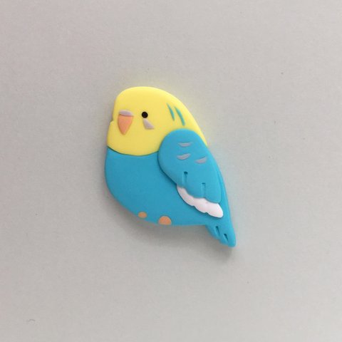 【受注制作】セキセイインコ Yellow×Blue ブローチ