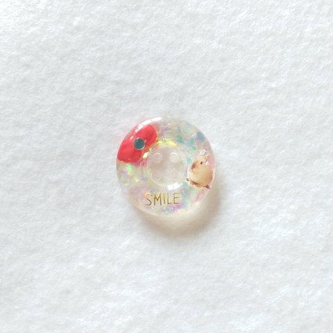 rabbit ラビット smile 赤リボン ボタン handmade ハンドメイド素材