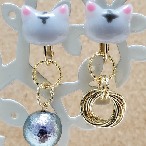 サバトラ フェイス...♪*ﾟ ピアス/イヤリング