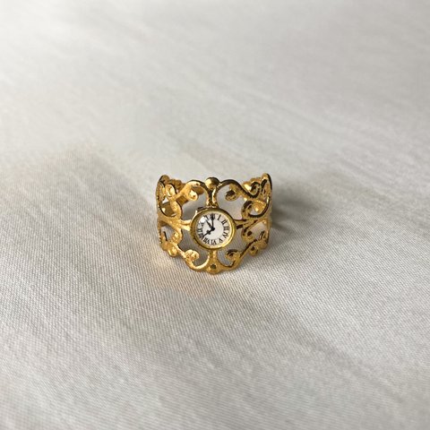 Vintage rétro Gold Watch Lace Ring