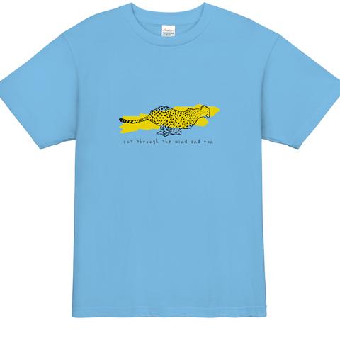 【残りS×4M×4L×4】[XYZOO]風を切るチーターTシャツ(サックスブルー)