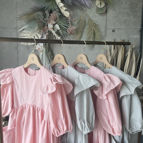  【 SALE 】30％ＯＦＦ KIDS　パフスリーブワンピース　(ピンク/M)