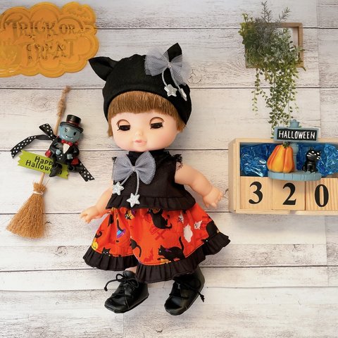 完売＊320ソランちゃん・メルちゃん服　ハロウィン　ブラウス＆ハロウィン柄スカート