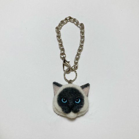 羊毛フェルト 猫バッグチャーム シャム猫 ブルーポイント