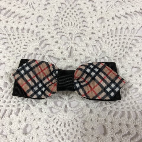 リボンブローチ☆ぼくのbow tie (蝶ネクタイ)チェックリボン