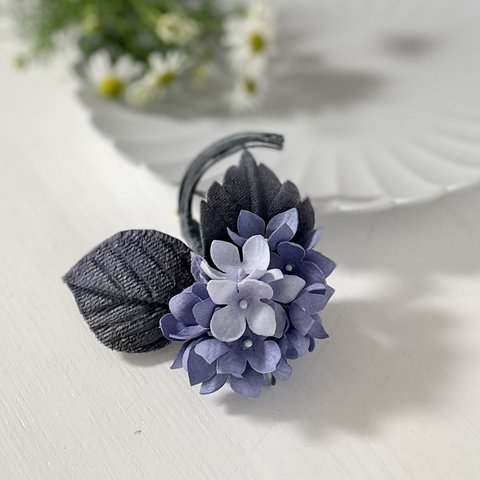布花🌿エレガントなパープルカラーの紫陽花のコサージュ。母の日にプレゼントに。