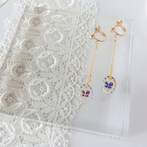 intaglio (blue rose) イヤリング/ピアス