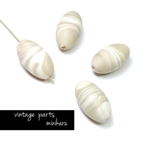 4個入)vintage parts matte marble oval beads