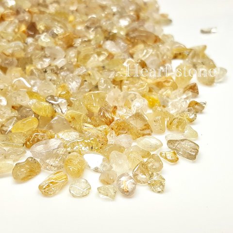 ◆太陽ルチルやタイチンルチル入り⁉️高品質 ゴールドルチルクォーツさざれ石 100ｇ小粒
