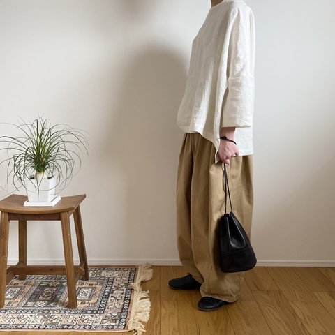 リネン　ワイドプルオーバー　square blouse linen