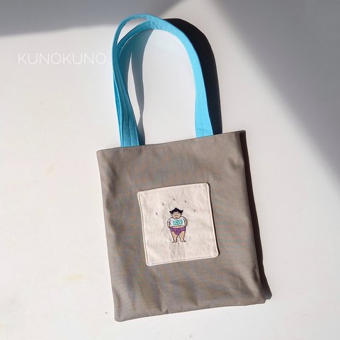 お相撲さん刺繍のトートバッグ